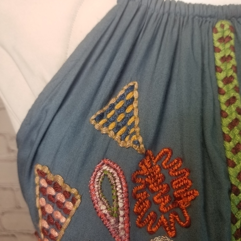 Raga Anthropologie Lucita blue Embroidered Boho  maxi dress - Picture 11 of 11